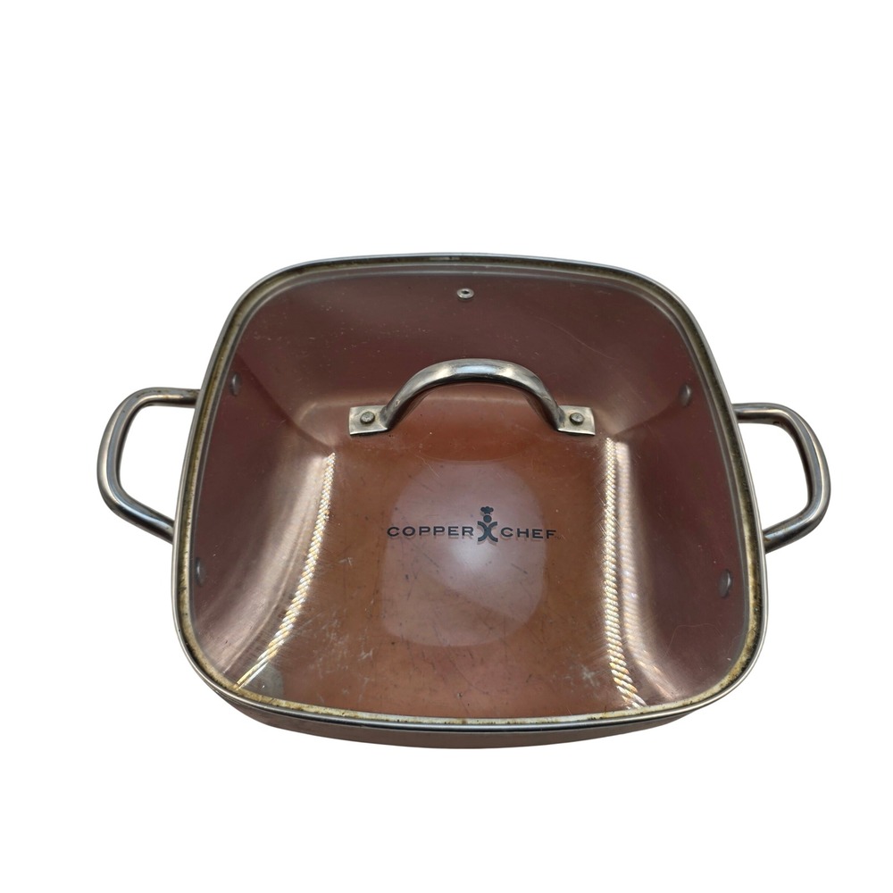 Copper Chef Square Deep Sauté Pan Glass Lid 11 Inch Non-Stick Induction Base L3